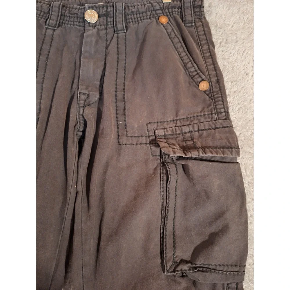 True Religion Anthony Mens Cargo Pants Size 30 Charcoal Grey Straight Drawstring